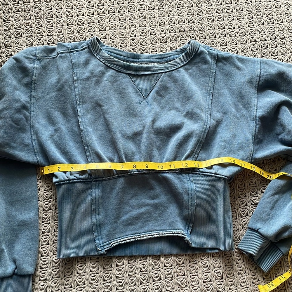 We The Free Blue Cropped Crewneck Sweater - Picture 6 of 7